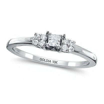 0.13 ct. Gesamtgewicht Freundschaftsring mit Diamanten im Princess-Schliff in 10K Weißgold