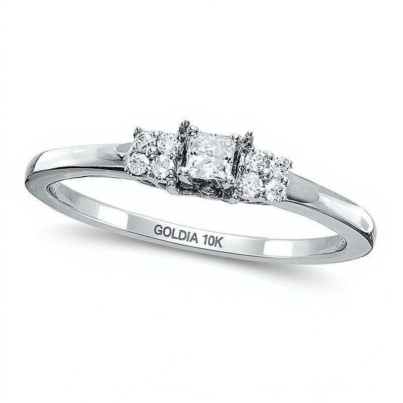 0.13 ct. Gesamtgewicht Freundschaftsring mit Diamanten im Princess-Schliff in 10K Weißgold