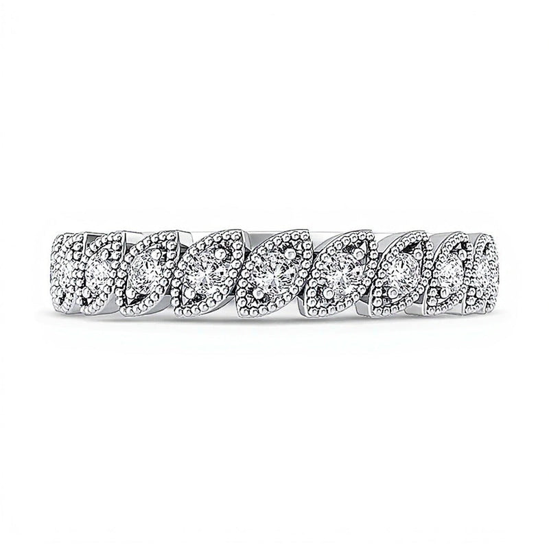 0.2 ct. Gesamtgewicht Diamant-Ring im Vintage-Stil mit Marquise-Schliff in 10K Weißgold