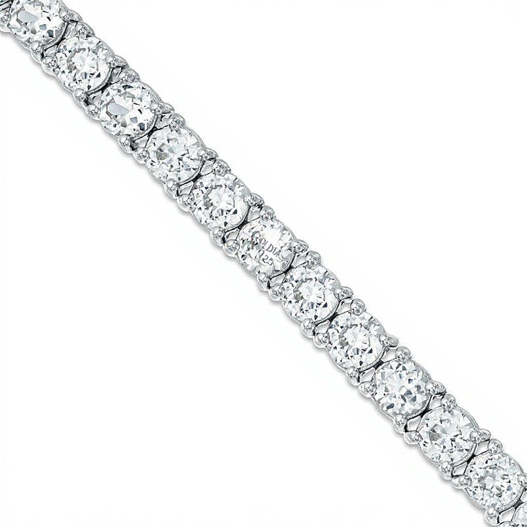Tennis-Armband mit lab-created weißem Saphir in rhodiniertem Sterlingsilber 925 - 7.5"