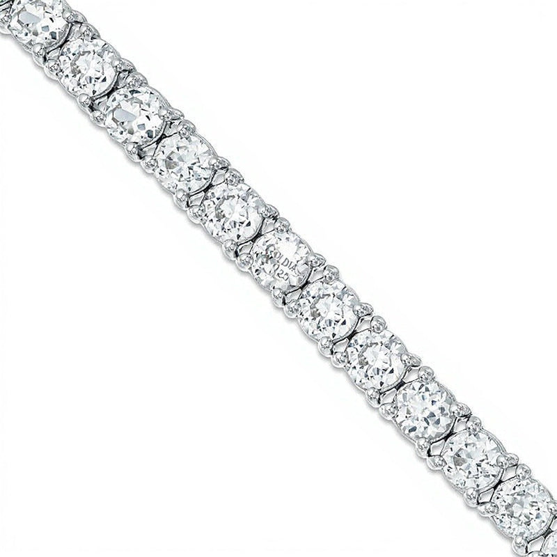 Tennis-Armband mit lab-created weißem Saphir in rhodiniertem Sterlingsilber 925 - 7.5"