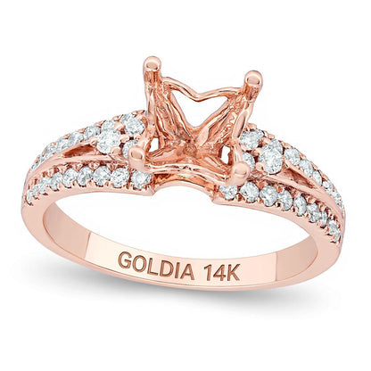 0.38 ct. Gesamtgewicht Diamant Semi-Mount mit dreiseitigem Besatz in 14K Roségold