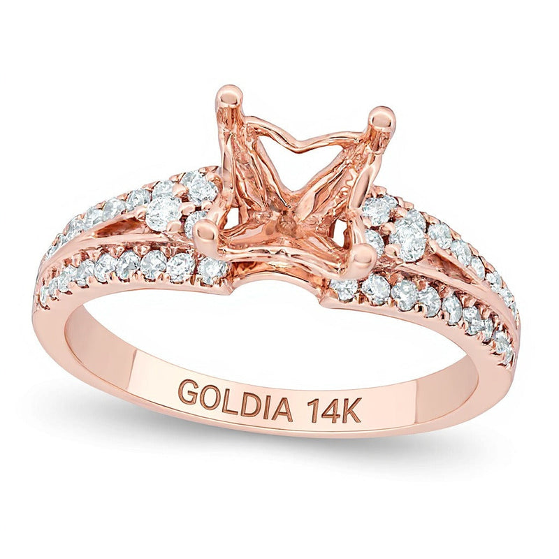 0.38 ct. Gesamtgewicht Diamant Semi-Mount mit dreiseitigem Besatz in 14K Roségold