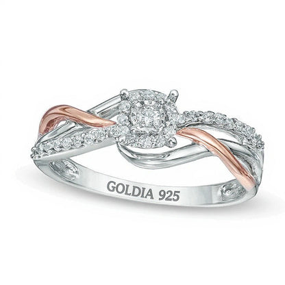 Freundschaftsring für Damen mit weißen Diamanten im Rundschliff, 0.2 ct. Gesamtgewicht, aus Sterlingsilber und 10K Roségold