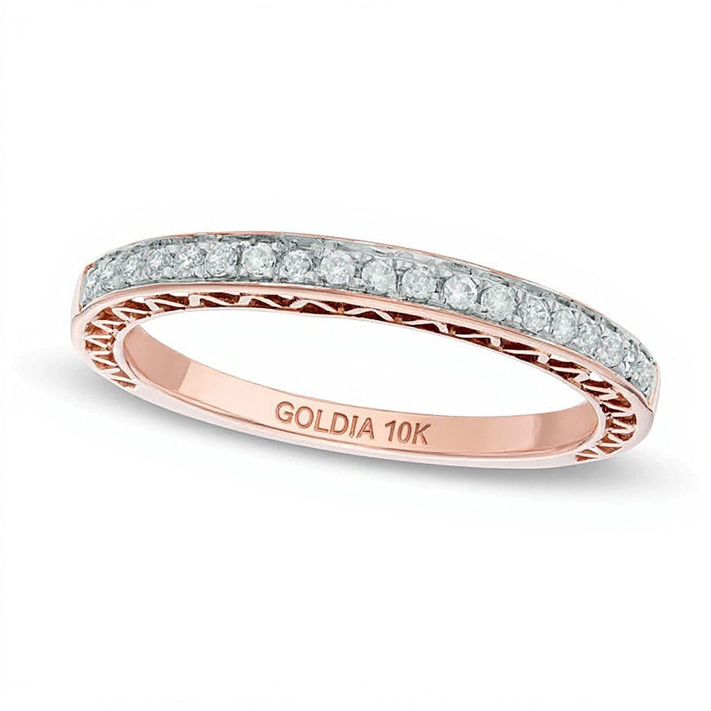 Memoire-Ring mit Diamanten 0.17 ct. Gesamtgewicht in 10K Roségold