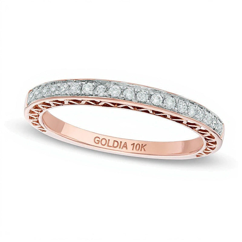 Memoire-Ring mit Diamanten 0.17 ct. Gesamtgewicht in 10K Roségold