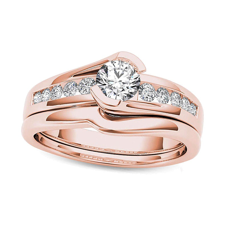 0,5 ct. Gesamtgewicht Diamant Bypass Brautset in 14K Roségold
