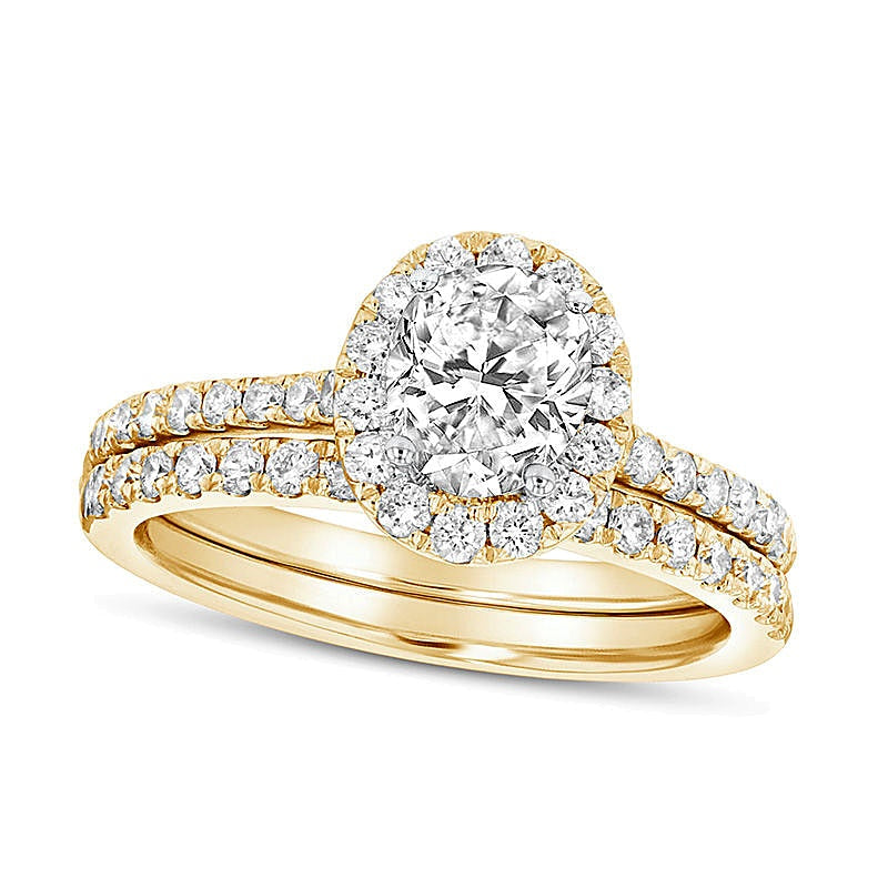 1.33 CT. TW Braut-Set mit ovalem Diamant-Rahmen in 14K Gelbgold (J/SI2)