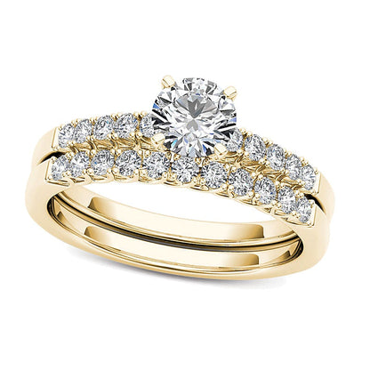 1.0 CT. Gesamtgewicht Diamant-Brautset in 14K Gelbgold
