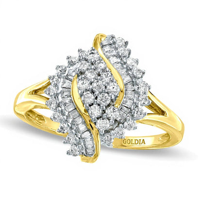 0.5 ct. Gesamtgewicht Diamant Marquise Cluster Twist Ring in 10K Gelbgold