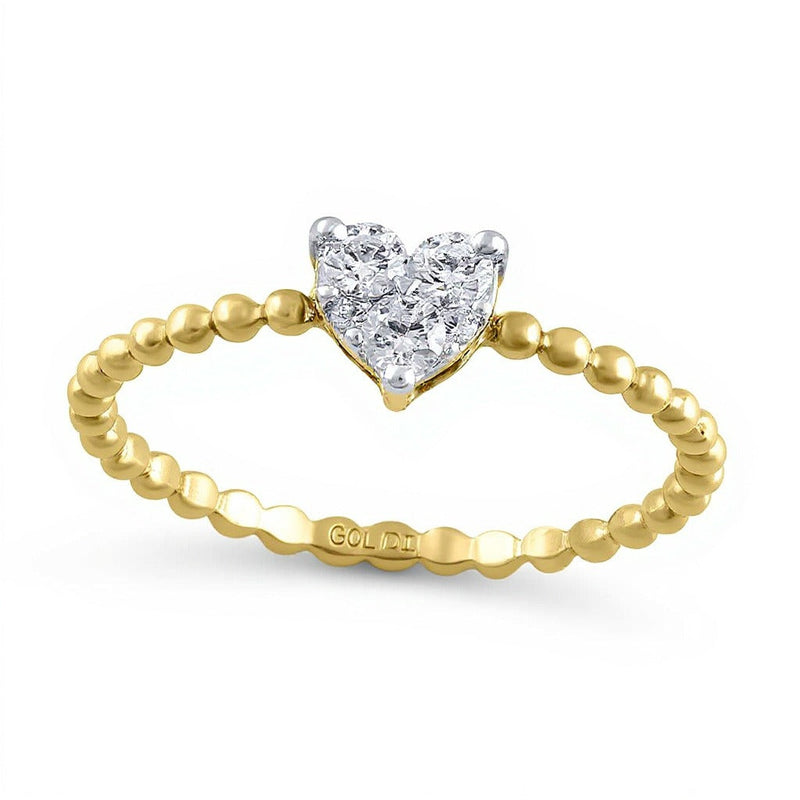 Herz-Ring mit Diamanten 0.25 ct. Gesamtgewicht in 10K Gelbgold
