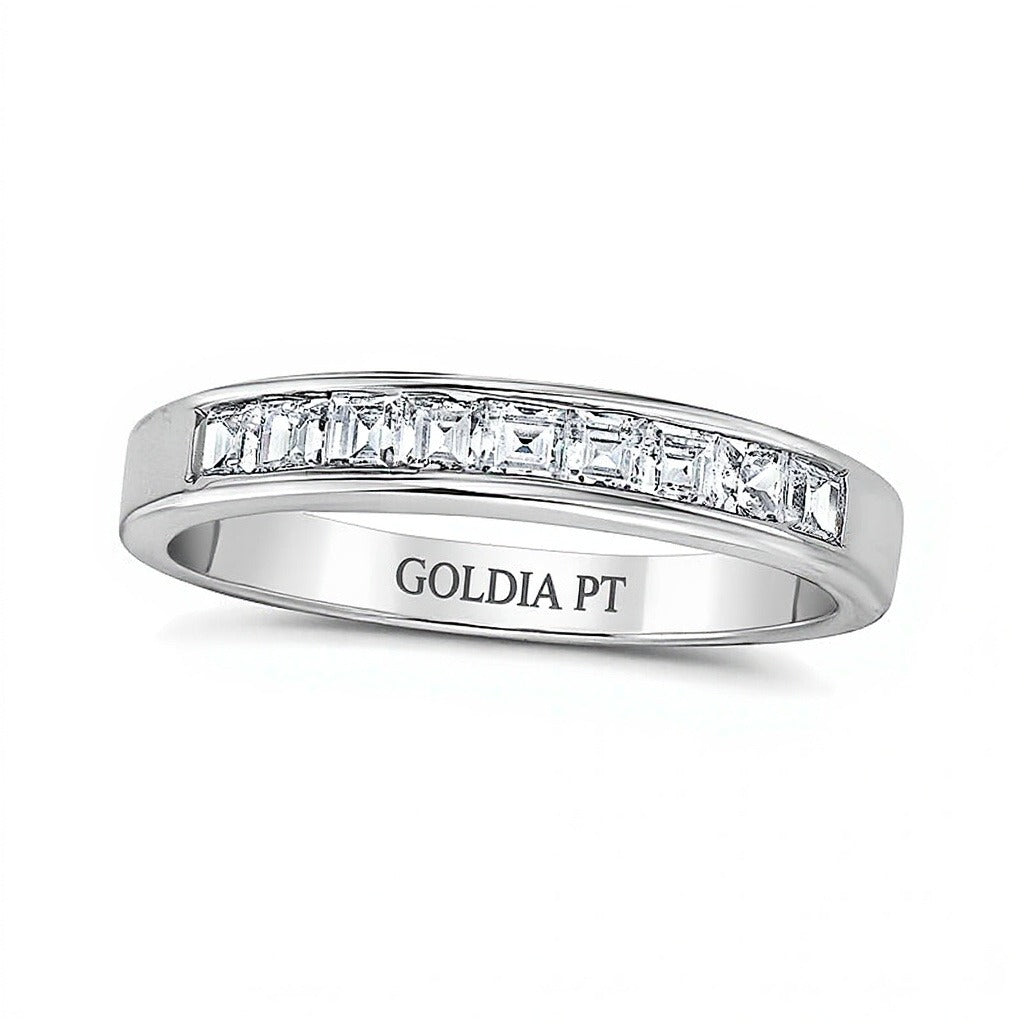 0.5 CT. TW Ehering mit Diamanten im Princess-Schliff, neun Steine, in Platin (I/SI2)