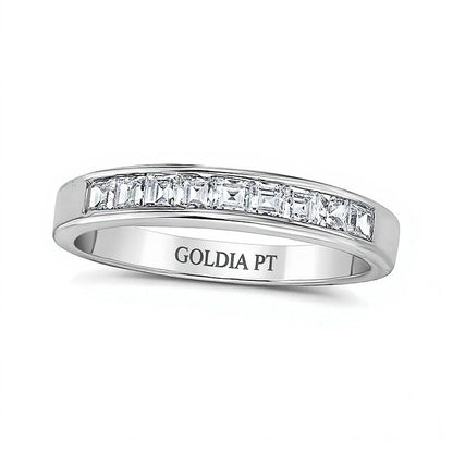 0.5 CT. TW Ehering mit Diamanten im Princess-Schliff, neun Steine, in Platin (I/SI2)