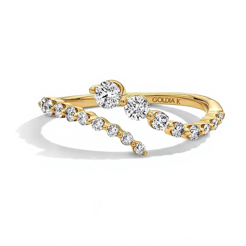 0,5 ct. Gesamtgewicht Labordiamant Bypass Ring in 10K Gelbgold (F/VS2)