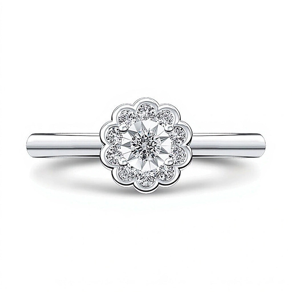 0,2 ct. Gesamtgewicht Diamant Blumen-Ring in 10K Weißgold