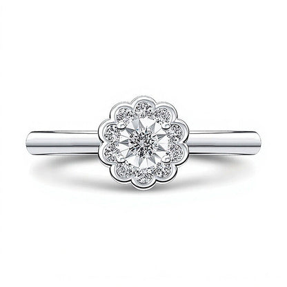0,2 ct. Gesamtgewicht Diamant Blumen-Ring in 10K Weißgold