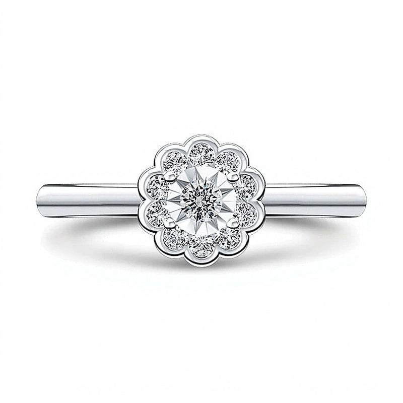 0,2 ct. Gesamtgewicht Diamant Blumen-Ring in 10K Weißgold