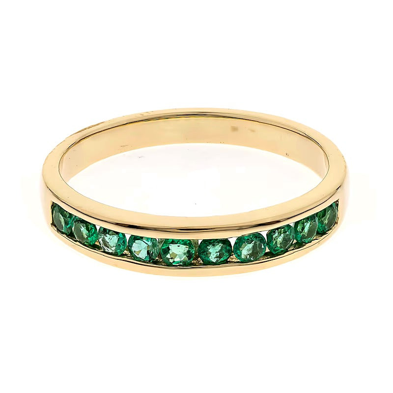 Kanalgefasster Ring mit Smaragden in 14K Gelbgold