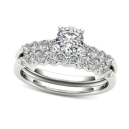 Braut-Set mit Diamanten 1.0 CT. Gesamtgewicht in 14K Weißgold