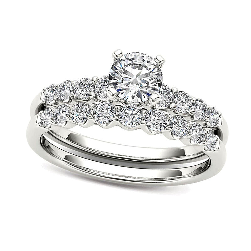Braut-Set mit Diamanten 1.0 CT. Gesamtgewicht in 14K Weißgold