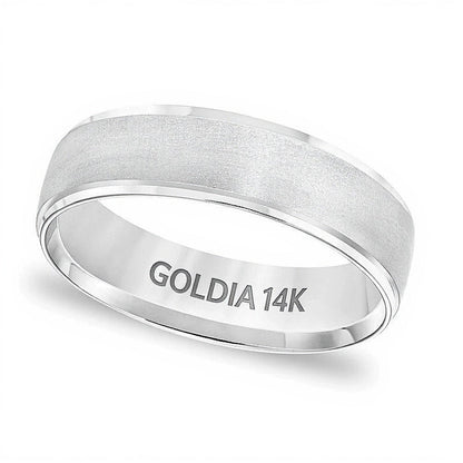 6,0 mm Ehering mit Komfortschliff und gebürstetem Finish in 14K Weißgold