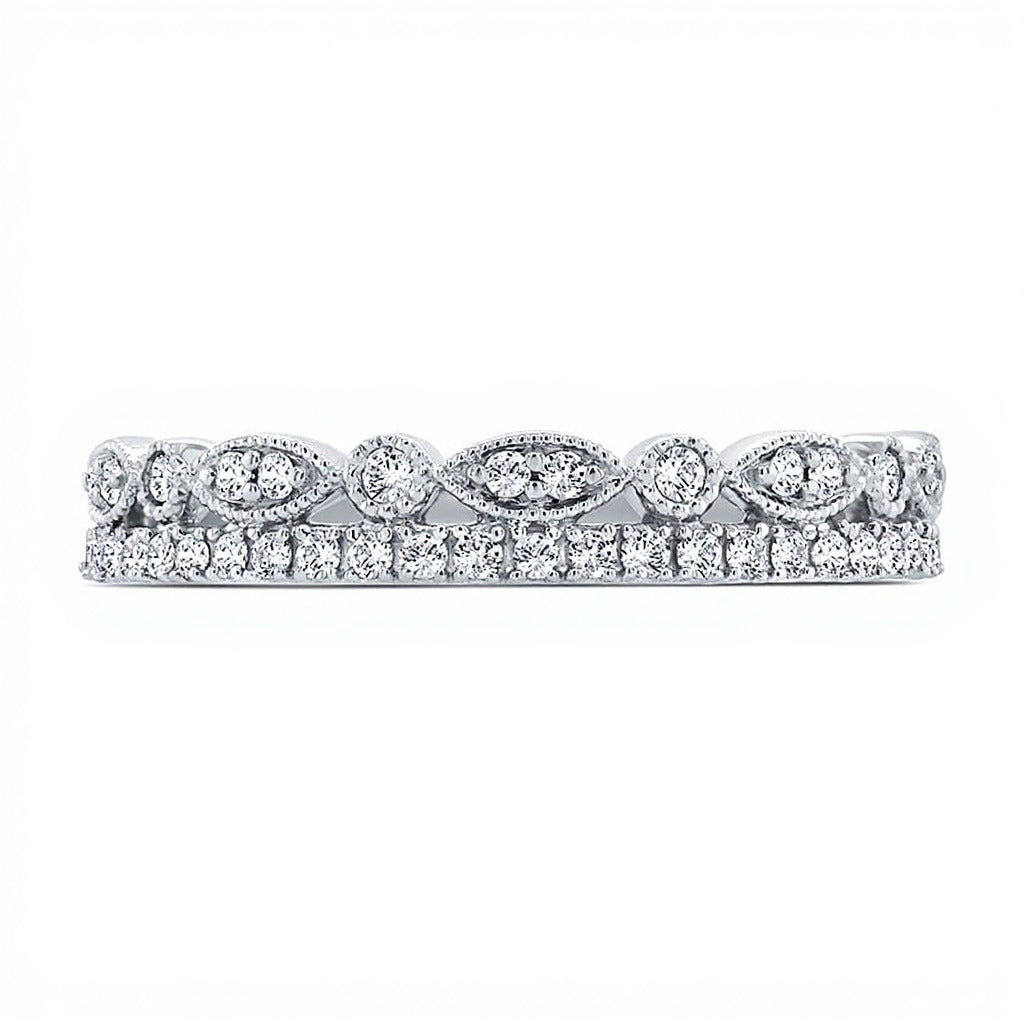 0,25 ct. Gesamtgewicht Ring mit mehreren Diamanten im Marquise-Schliff im Vintage-Stil in 10K Weißgold