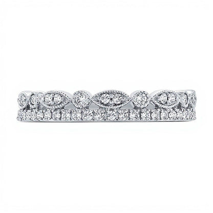 0,25 ct. Gesamtgewicht Ring mit mehreren Diamanten im Marquise-Schliff im Vintage-Stil in 10K Weißgold