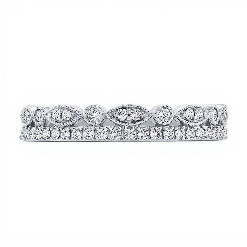 0,25 ct. Gesamtgewicht Ring mit mehreren Diamanten im Marquise-Schliff im Vintage-Stil in 10K Weißgold