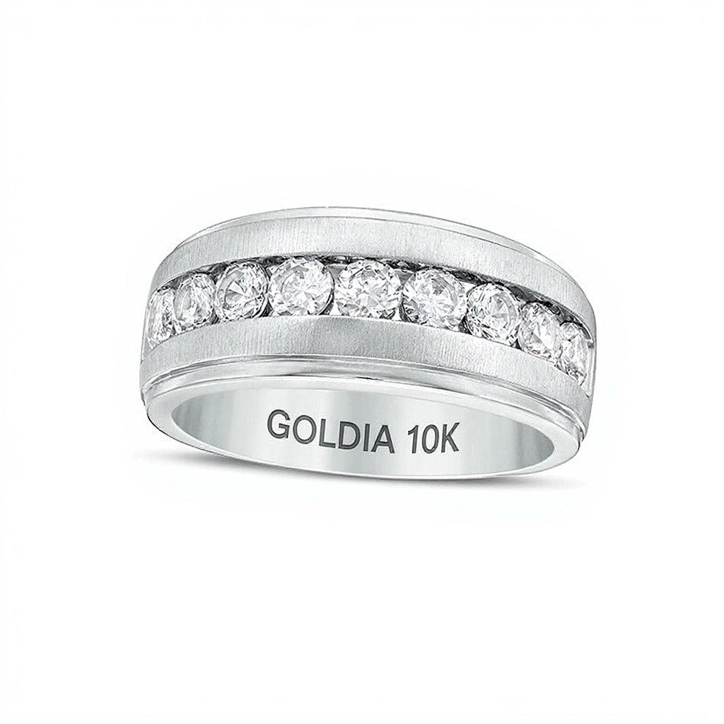 Ehering mit Diamanten im Rundschliff 1.5 ct. Gesamtgewicht in 10K Weißgold
