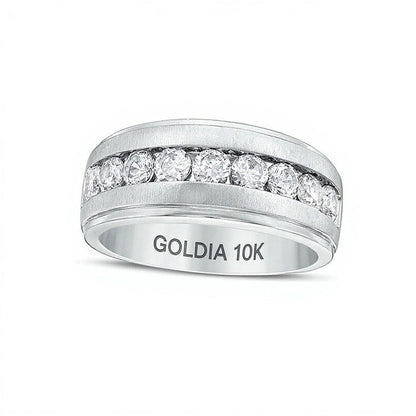 Ehering mit Diamanten im Rundschliff 1.5 ct. Gesamtgewicht in 10K Weißgold