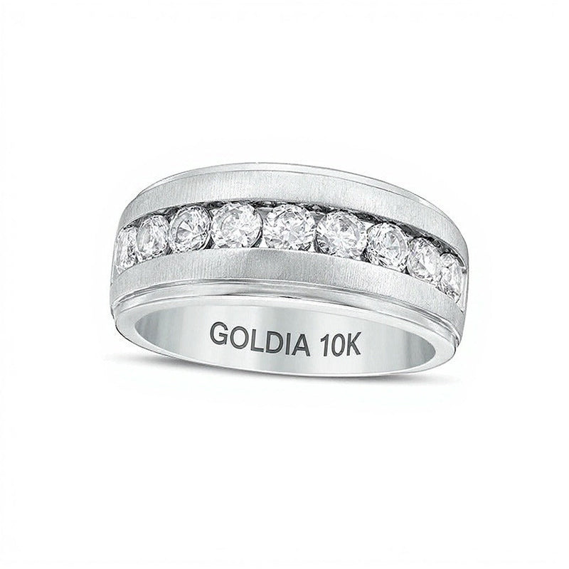 Ehering mit Diamanten im Rundschliff 1.5 ct. Gesamtgewicht in 10K Weißgold