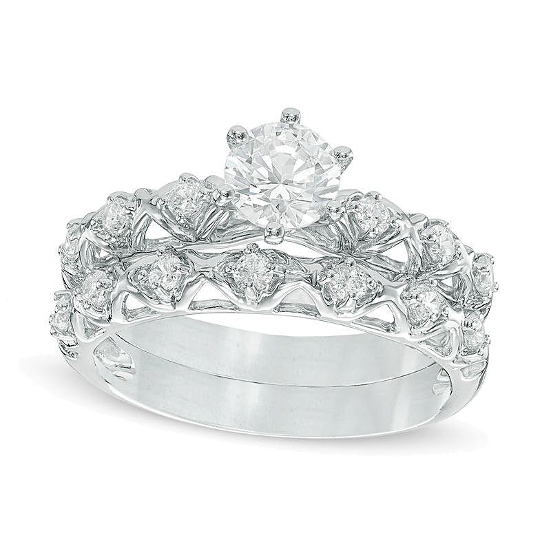 1.0 CT. Gesamtgewicht Diamant-Brautset in 10K Weißgold