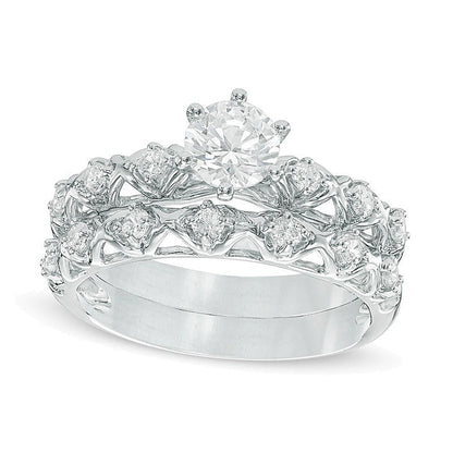 1.0 CT. Gesamtgewicht Diamant-Brautset in 10K Weißgold