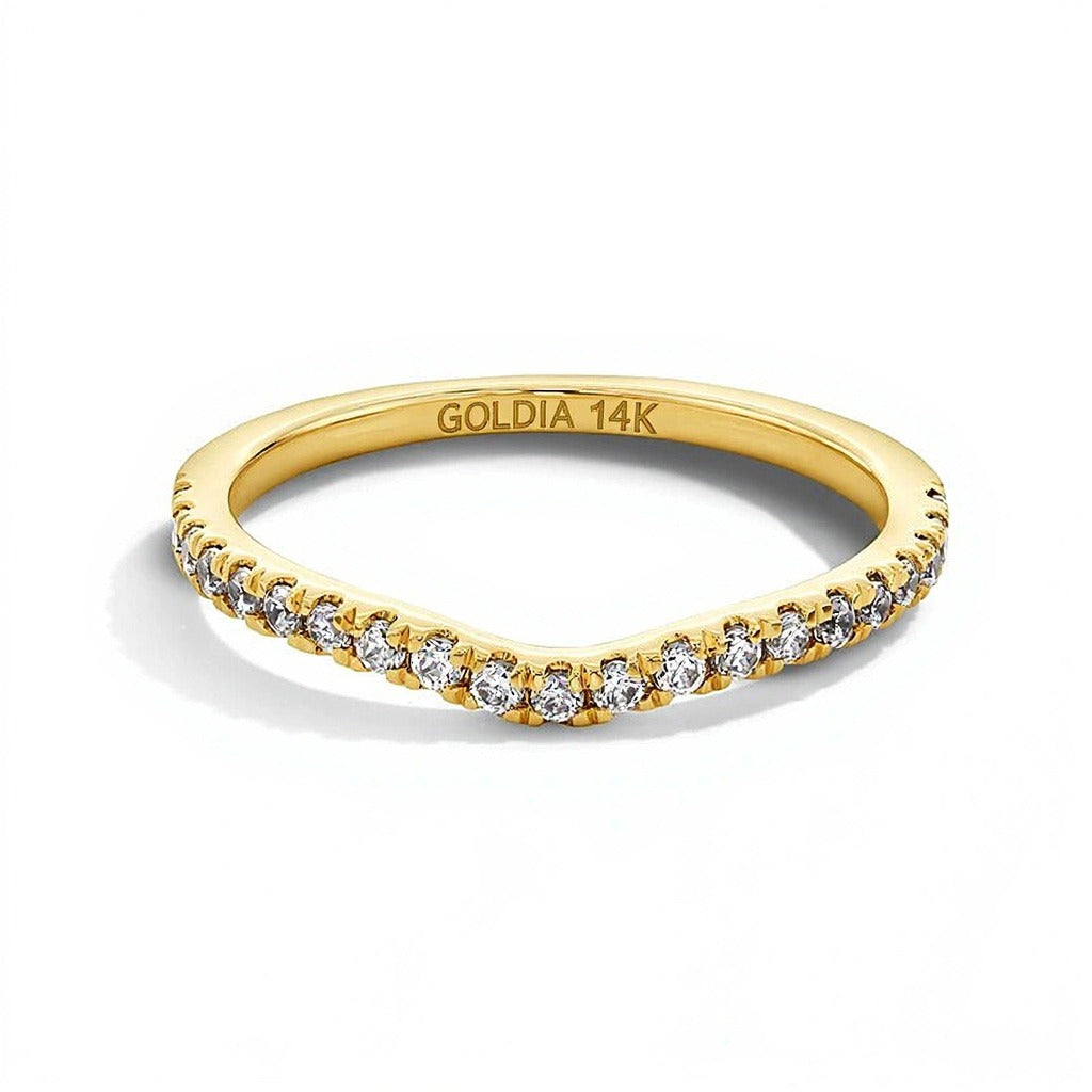 0.25 ct. Gesamtgewicht Labordiamant Ehering aus 14K Gelbgold (F/SI2)