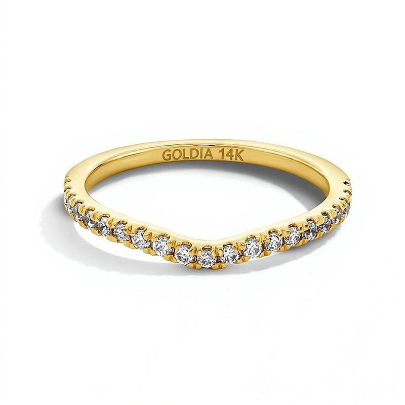 0.25 ct. Gesamtgewicht Labordiamant Ehering aus 14K Gelbgold (F/SI2)