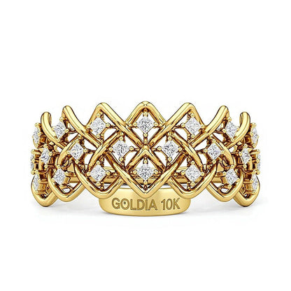 0.33 ct. Gesamtgewicht Diamant-Ring im Princess-Schliff geflochten in 10K Gelbgold