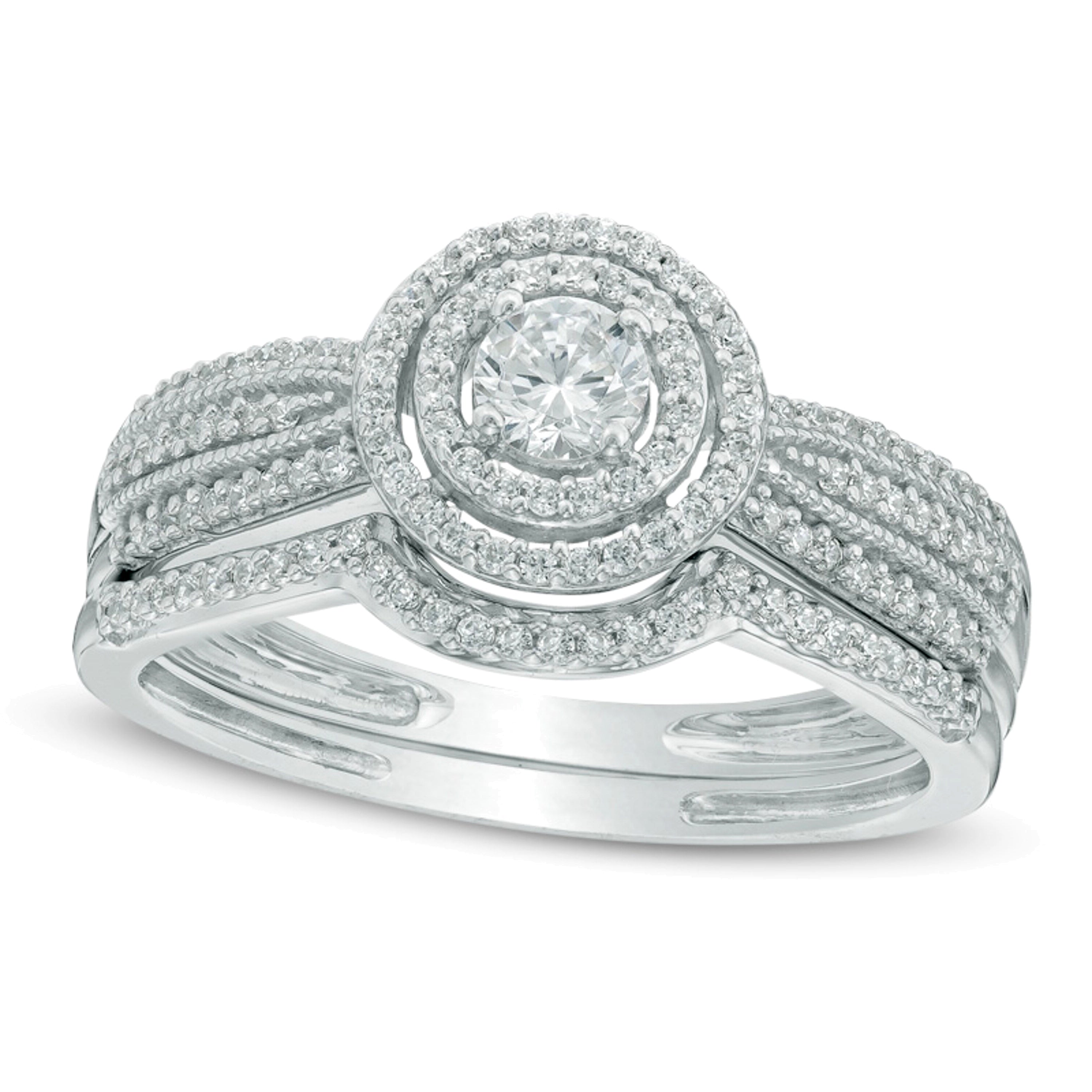 Brautset mit Diamanten 0.5 ct. Gesamtgewicht in 10K Weißgold