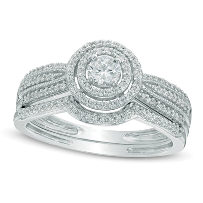 Brautset mit Diamanten 0.5 ct. Gesamtgewicht in 10K Weißgold