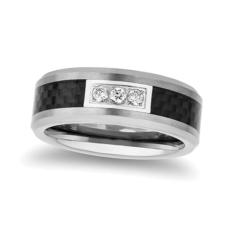 Ring mit Diamant 0,17 ct. Gesamtgewicht und schwarzem Carbon aus zweifarbigem Wolfram