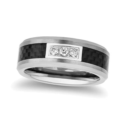 Ring mit Diamant 0,17 ct. Gesamtgewicht und schwarzem Carbon aus zweifarbigem Wolfram