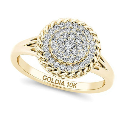 0.25 ct. Gesamtgewicht Komposit-Diamant Ring mit gedrehtem Rahmen und geteilter Schiene aus 10K Gelbgold