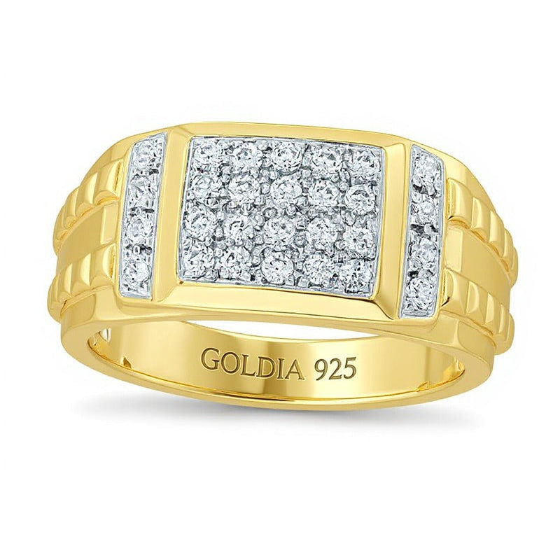 Fashion-Ring mit weißen Diamanten, rund, 0.5 ct. Gesamtgewicht, 14K Weißgold