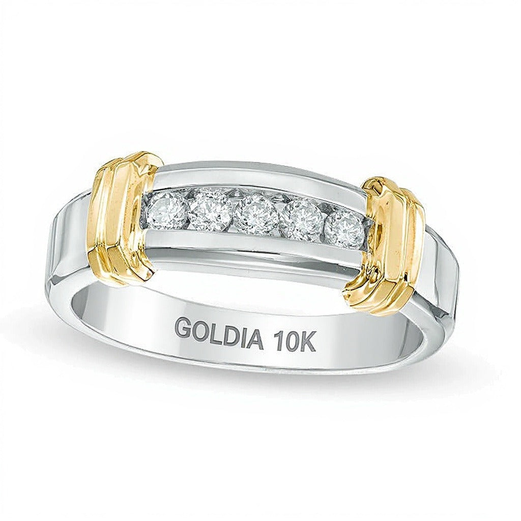 0.25 ct. Gesamtgewicht Diamant Fünfstein-Ehering in 10K Two-Tone Gold