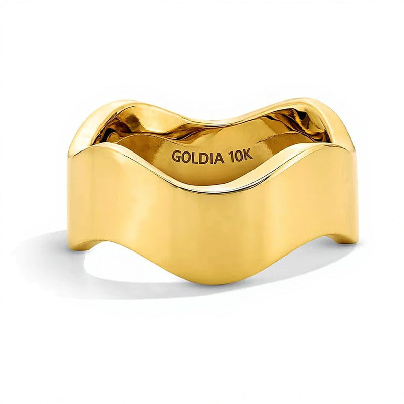 8,95 mm Wave Cigar Ring aus massivem 10K Gelbgold – Größe 7