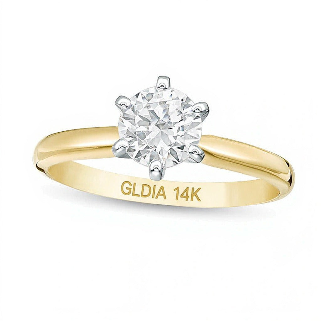 1.0 CT. Diamant-Solitär Verlobungsring in 14K Gelbgold (I/I2)