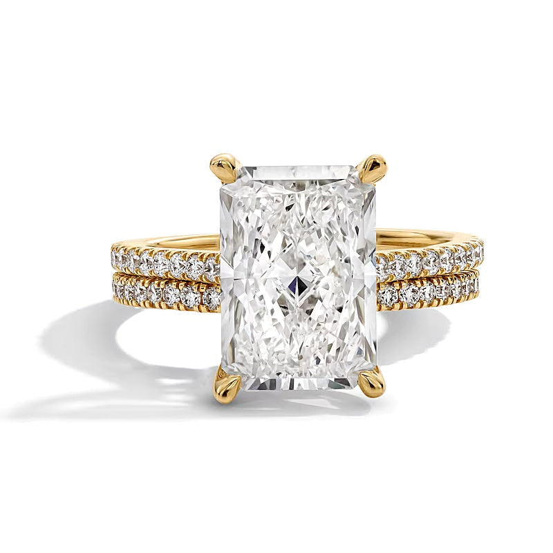 5,63 ct. Gesamtgewicht Braut-Set mit Labordiamanten im Radiant-Schliff in 14K Gelbgold (F/VS2)