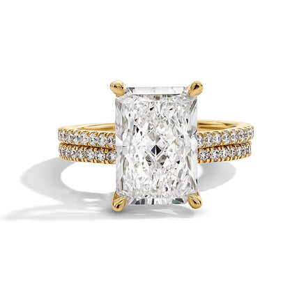5,63 ct. Gesamtgewicht Braut-Set mit Labordiamanten im Radiant-Schliff in 14K Gelbgold (F/VS2)