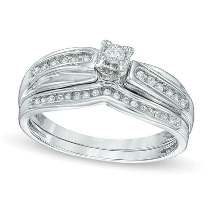 0.17 ct. Gesamtgewicht Diamant-Brautset in rhodiniertem Sterlingsilber