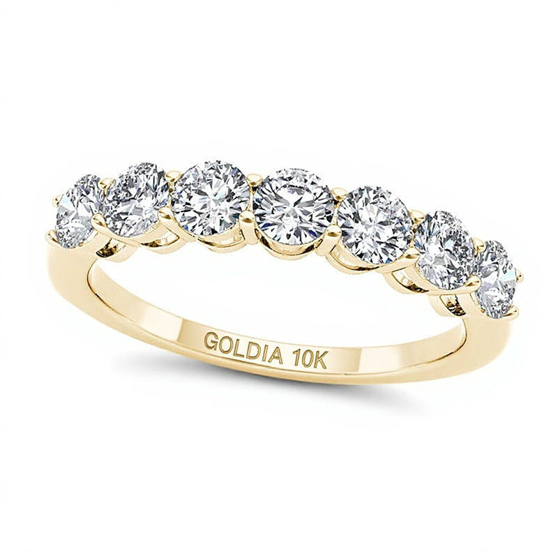 Memoire-Ring mit sieben Diamanten 1.0 ct. Gesamtgewicht in 10K Gelbgold