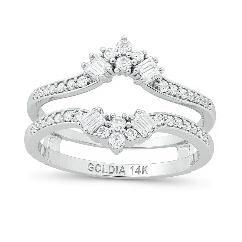 0.38 ct. Gesamtgewicht Diamant Ring mit Baguette- und rundem Schliff in 14K Weißgold